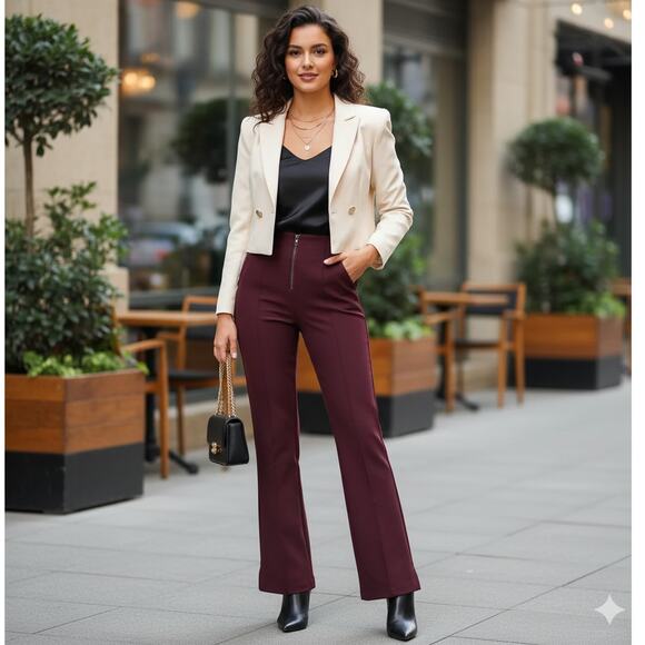 Hosbjerg Pants - Hosbjerg Burgundy Hunch Adele Pants